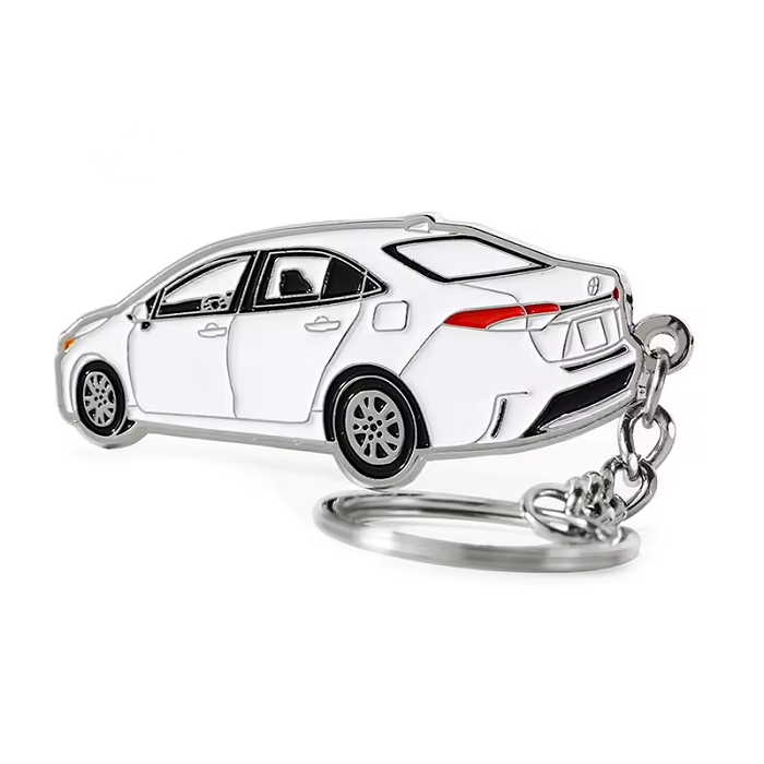 Custom soft enamel car shape keychain for birthday gift with individual text