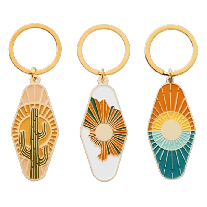 Luxurious Gold-Plated Sun and Sea Inspired Enamel Keychain